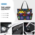 thumbnail image 2 of Wukai Colorful Floral Print Zipper Bag,large Beach Tote Bag,Waterproof Sandproof Bag,Grocery and Picnic Tote Travel Bag, 2 of 5