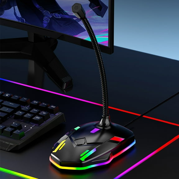 Mrzvby Gifts for Women Clearance!USB Computer Microphone Plug And Play Desktop PC Laptop Mic Mute Button Cool LED Light High Definition Vioce