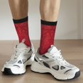 thumbnail image 6 of Daiia Vintage Burgundy Print Crew Socks – Soft Breathable Long Socks for Men & Women, Moisture-Wicking & Comfortable Daily Wear Socks, One-Size Fits Most (US 5-11), 6 of 6