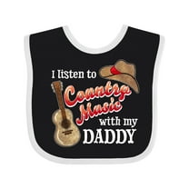 Inktastic I Listen to Country Music with My Daddy Guitar and Hat Boys or Girls Baby Bib