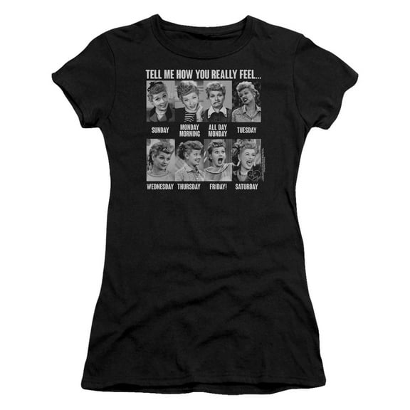 I Love Lucy 8 Days A Week S/S Junior Women's T-Shirt Sheer Black