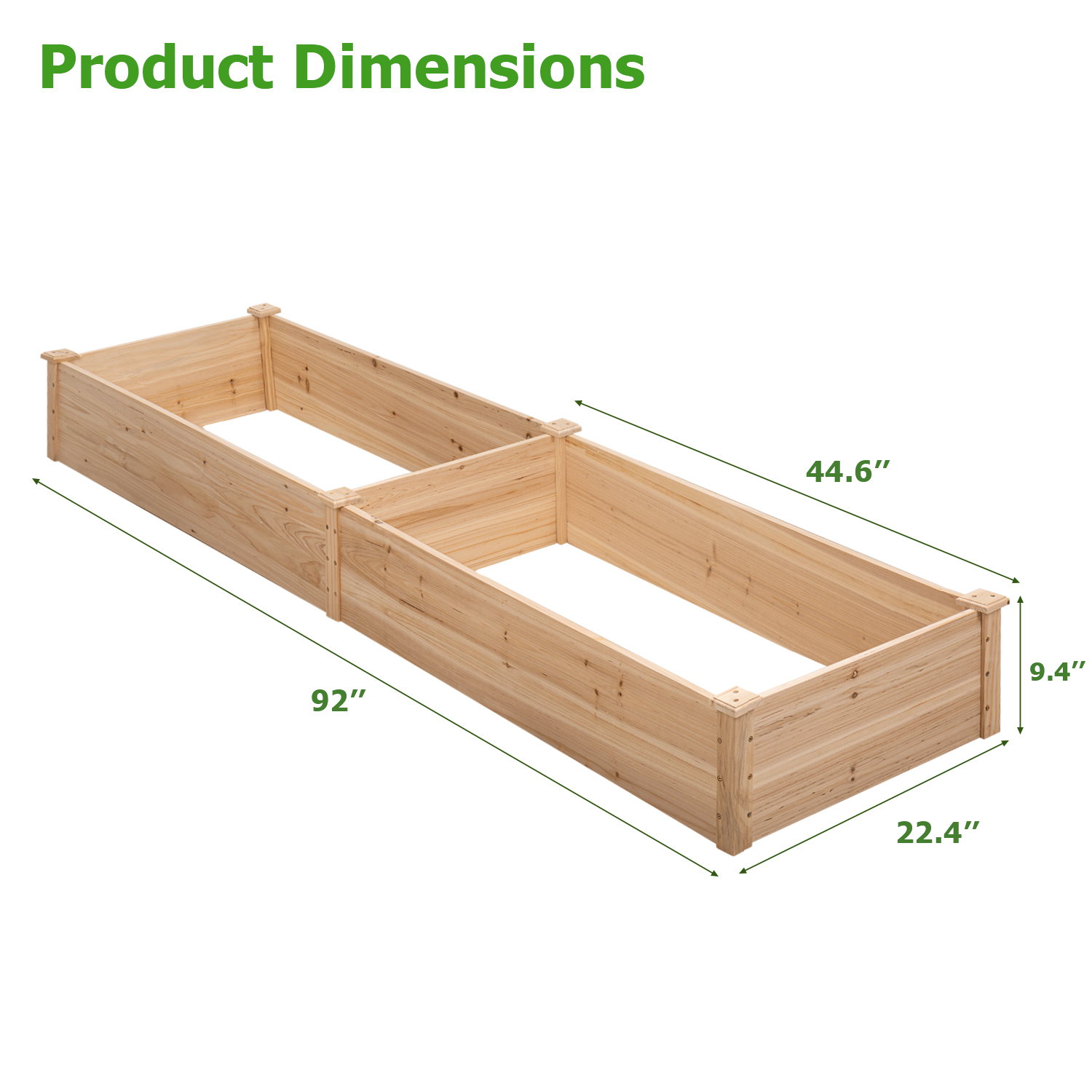 Lacoo Raised Garden Bed 92x22x9in Divisible Wooden Planter Box Outdoor Patio Elevated Garden Box Kit to Grow Flower, Fruits, Herbs and Vegetables for Backyard, Patio, Balcony - Natural - image 5 of 9