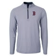 thumbnail image 2 of Men's Cutter & Buck Navy/White Boston Red Sox Virtue Eco Pique Micro Stripe Big & Tall Recycled Quarter-Zip Pullover Top, 2 of 3