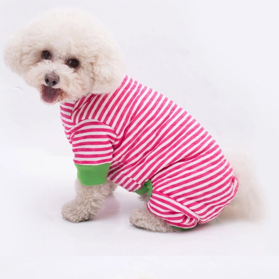 Dog Onesies for Small Dogs PJs Puppy Onesies Dog Clothes for Small Dogs Girl Boy Striped Pattern Pajamas, Large