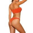 thumbnail image 3 of INSPIRE CHIC Women's Bandeau Bikini Sets, Ribbed Bowknot Strapless with Bottoms 2 Piece Swimwear Bathing Suit Swimsuit Medium Orange, 3 of 5