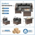 thumbnail image 7 of ELPOSUN Patio Furniture Set, Outdoor Patio Furniture Wicker Sectional Furniture Couch Set, 5 Pieces Outdoor Sectional Sofa with Fire Pit Table, Outdoor Patio Set for Balcony Furniture (Grey), 7 of 7