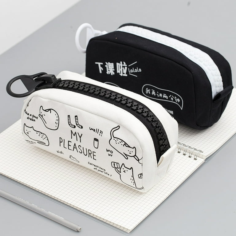 harmtty Creative Pencil Bag Large Capacity Big Zipper Canvas