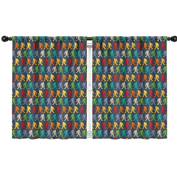 Blackout Kids Curtains,Multicolor Bigfoot Pattern Childrens Insulated Curtains Set Of 2,Bedroom Essentials,Toddler Room Decor 42x54in(106x137cm)