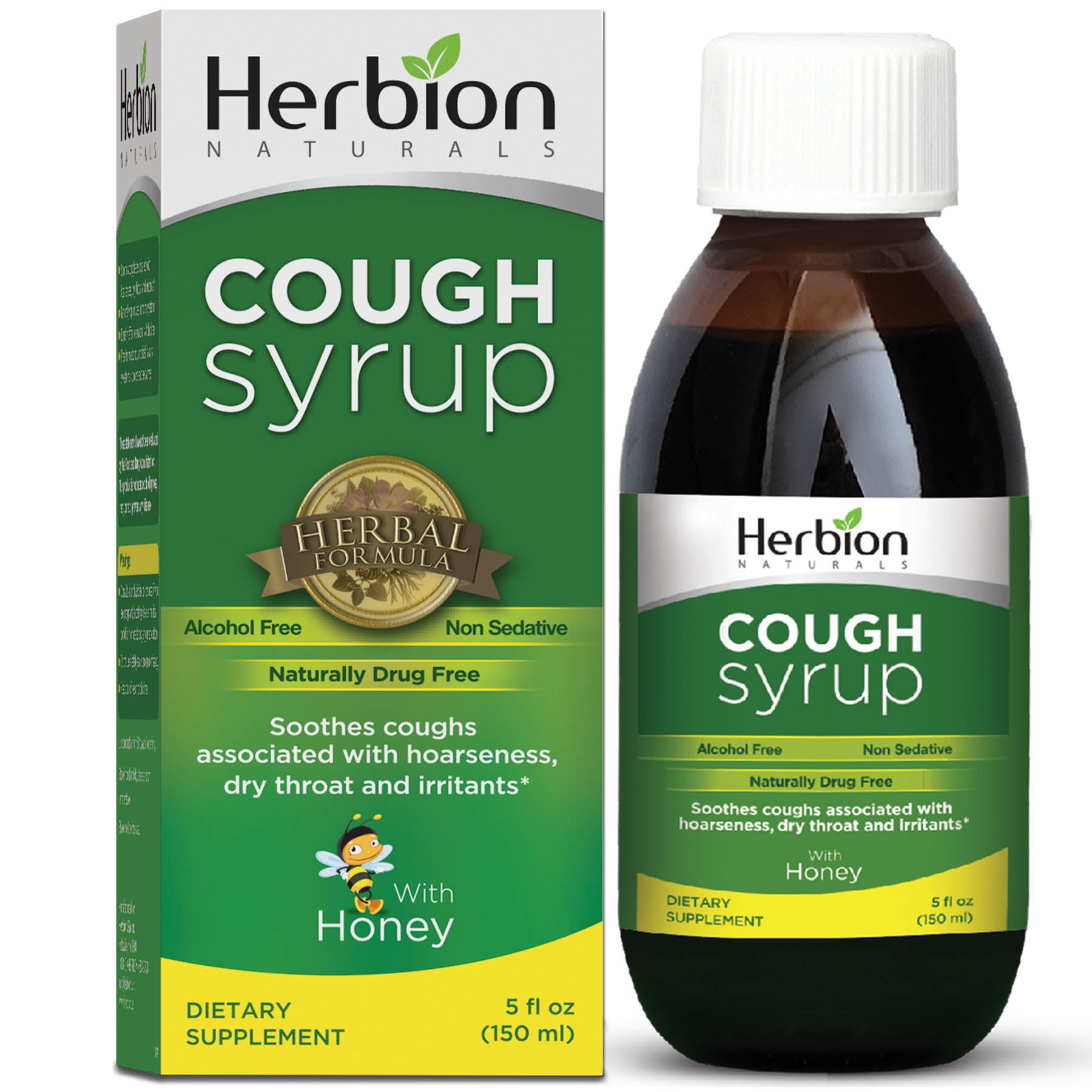 Herbion Naturals Cough Syrup with Honey-5FLOz-Relieve Cough & Soothes Sore Throat-Optimizes Immune-Promotes Lung Function-For Adults & Kids 13 Months+