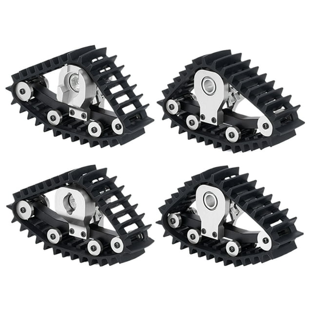 fastboy 4pieces Snow Tires Sets Simulate Carload Tracks Wheel Sandmobile Conversion 4Pcs For 1/18 RC Crawler Car T RX-4M Silver XZ-001S