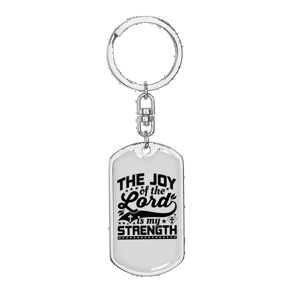 Joy Of The Lord Stainless Steel or 18k Gold Premium Swivel Dog Tag Keychain