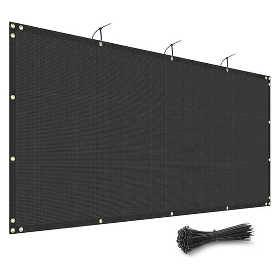 8' x 30' Black Fence Privacy Screen Outdoor Heavy Duty Fencing Mesh Net Outside UV Blockage Windscreen Fabric Shade Cover Tarp for Wall Backyard Patio Garden, Cable Zip Ties Included