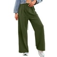 thumbnail image 2 of Inleife Womens Wide Leg Corduroy Sweatpants Drawstring Fall Winter Casual Loose Flowy Ruffle Pants, 2 of 6