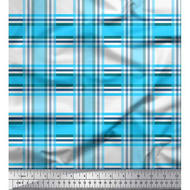 Soimoi Rayon Fabric Gingham Check Print Sewing Fabric Yard 42 Inch Wide
