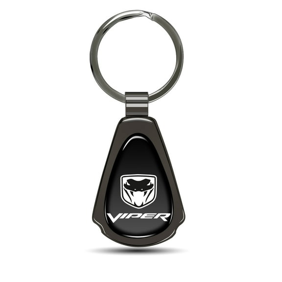 Dodge Viper Black Dome Dark Gunmetal Metal Teardrop Key Chain
