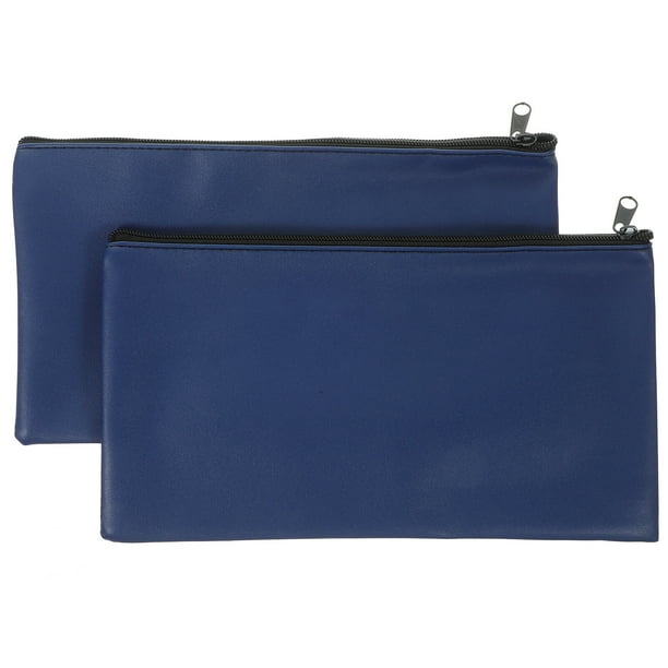 2Pcs Zipper Bill Bags Money Bags Bank Deposit Money Bags with Zipper PU