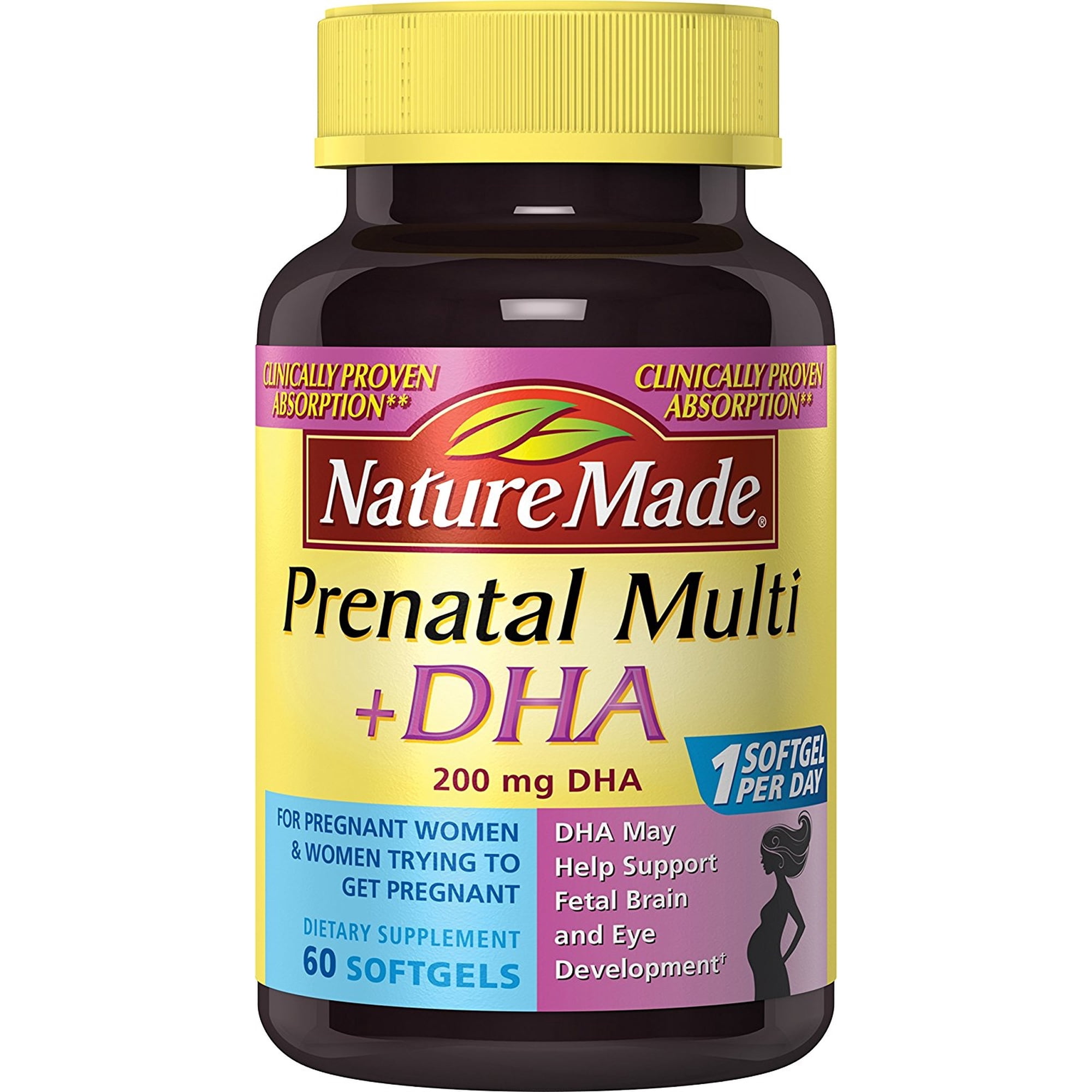 Nature Made Prenatal Vitamin + DHA Softgels with Folic Acid, Iodine and Zinc, 60 Count