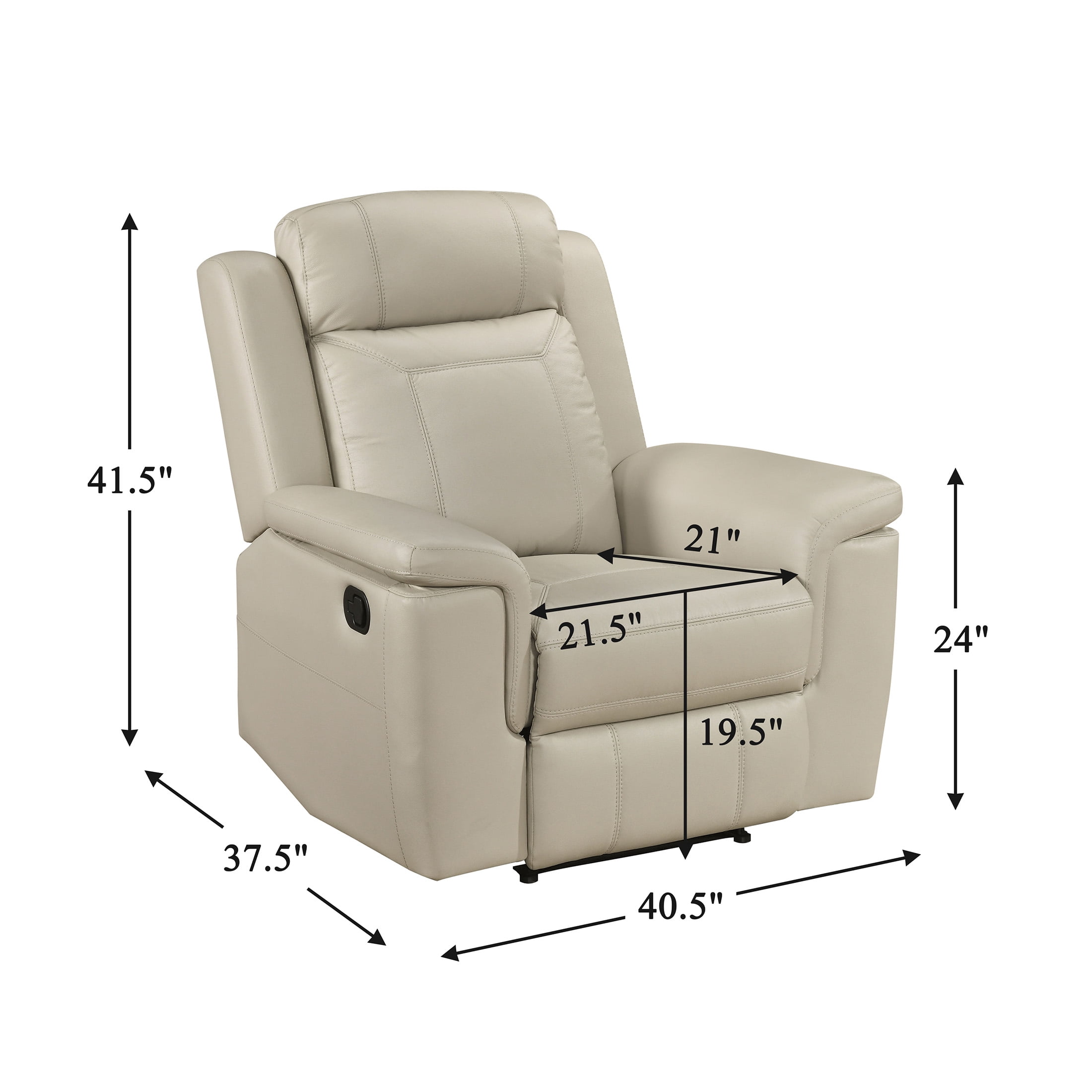 OakvillePark Livaro Leather Match Manual Reclining Chair, Beige