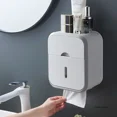 thumbnail image 4 of Soporte para papel higiénico, caja para baño, resistente al agua, caja para guardar pañuelos, sin perforaciones, para cocina y baño, 4 of 5
