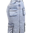 thumbnail image 4 of A2Y Women's Long Denim Cargo Skirts Light Navy S, 4 of 4