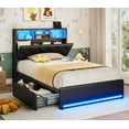 thumbnail image 6 of Twin Bed Frames with Drawers,Upholstered Storage Headboard,LED Bed Frame Twin with Charging Station,Black PU, 6 of 7
