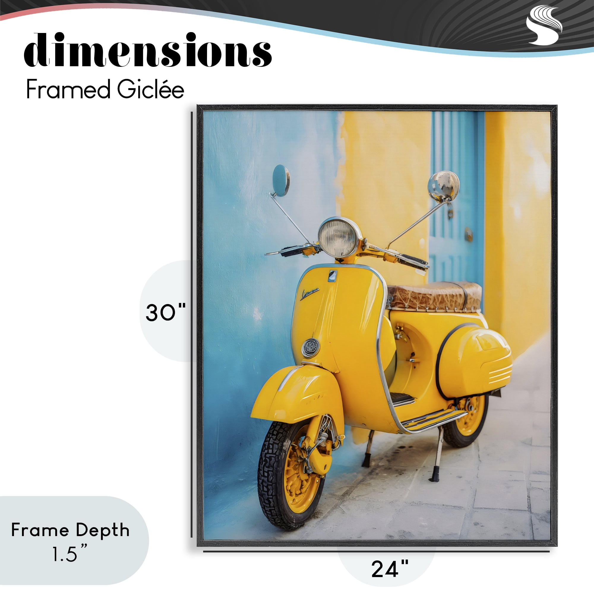 Stupell Industries Sunny Ride Vintage Moped Black Framed Giclee Art, design by Franklyn Gregory