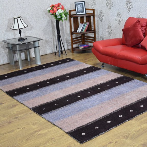 Rugsotic Carpets Handmade Rugs Hand Knotted Loom Rectangle 6'x9' Brown Beige Silk Mix for Indoor Use