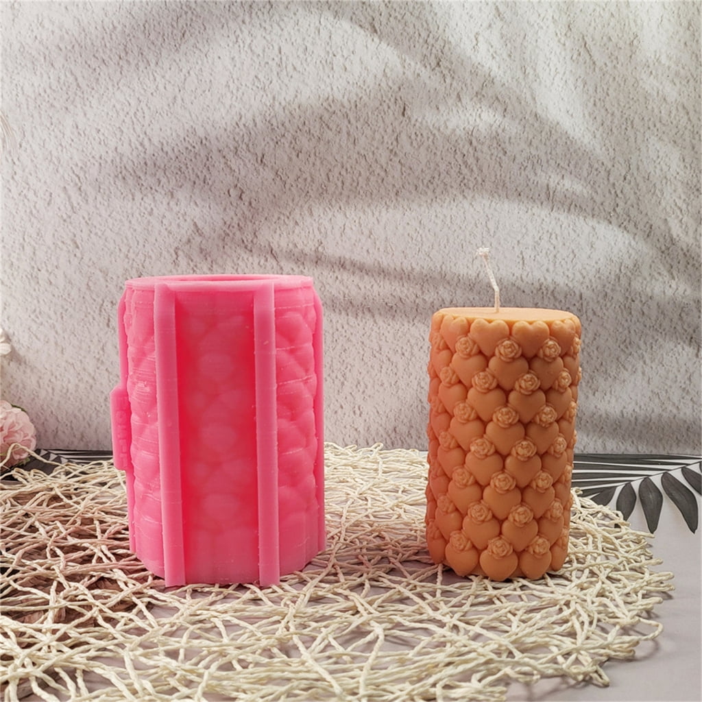 Heart Rose Pattern Silicone Candle Molds for Epoxy Resin Candle Making Cylinder Silicone Candle Molds Soap Making Molds