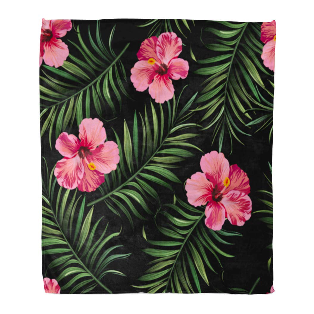 My Daily Tropical Flowers Watercolor Throw Blanket Polyester Microfiber Lightweight Couch Bed Blanket 50x60 inch 