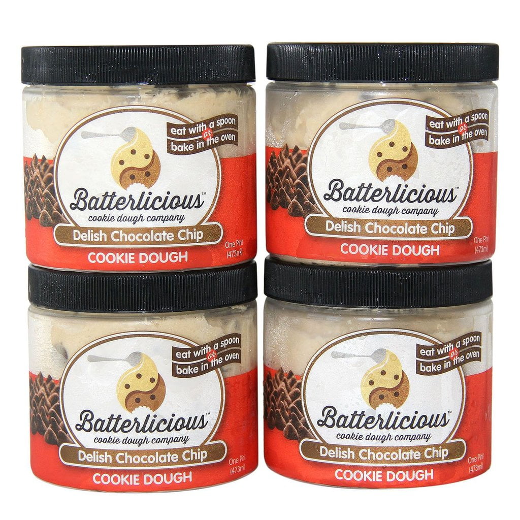 Batterlicious Edible Cookie Dough Delish Chocolate Chip 1 pint jar 4 ct. by Batterlicious Cookie Dough Company