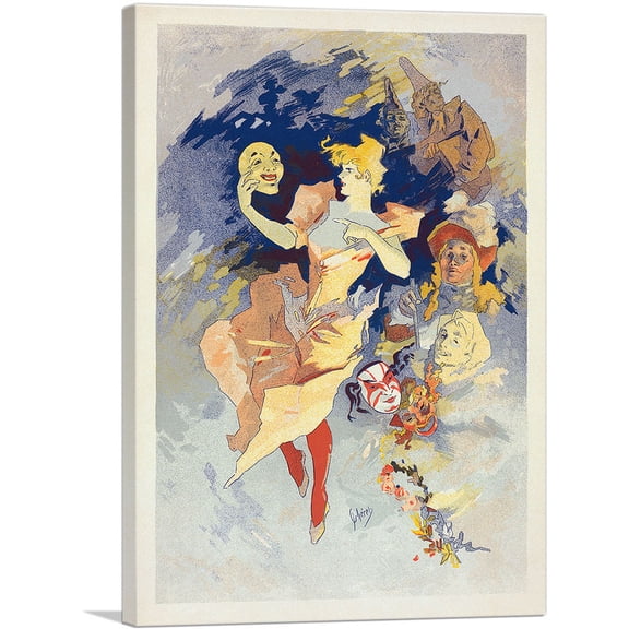 ARTCANVAS La Comedie Canvas Art Print by Jules Cheret - Size: 26" x 18" (0.75" Deep)