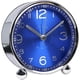 thumbnail image 1 of 4 Inch Silent Metal Alarm Clock Morning, Retro Sound Alarm, Battery Powered Electromechanical Alarm Clock, Travel Clock (Blue), 1 of 4