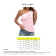 thumbnail image 4 of Top de un hombro para mujer, Top de verano con ojales y volantes, sin mangas, Color puro, 4 of 8