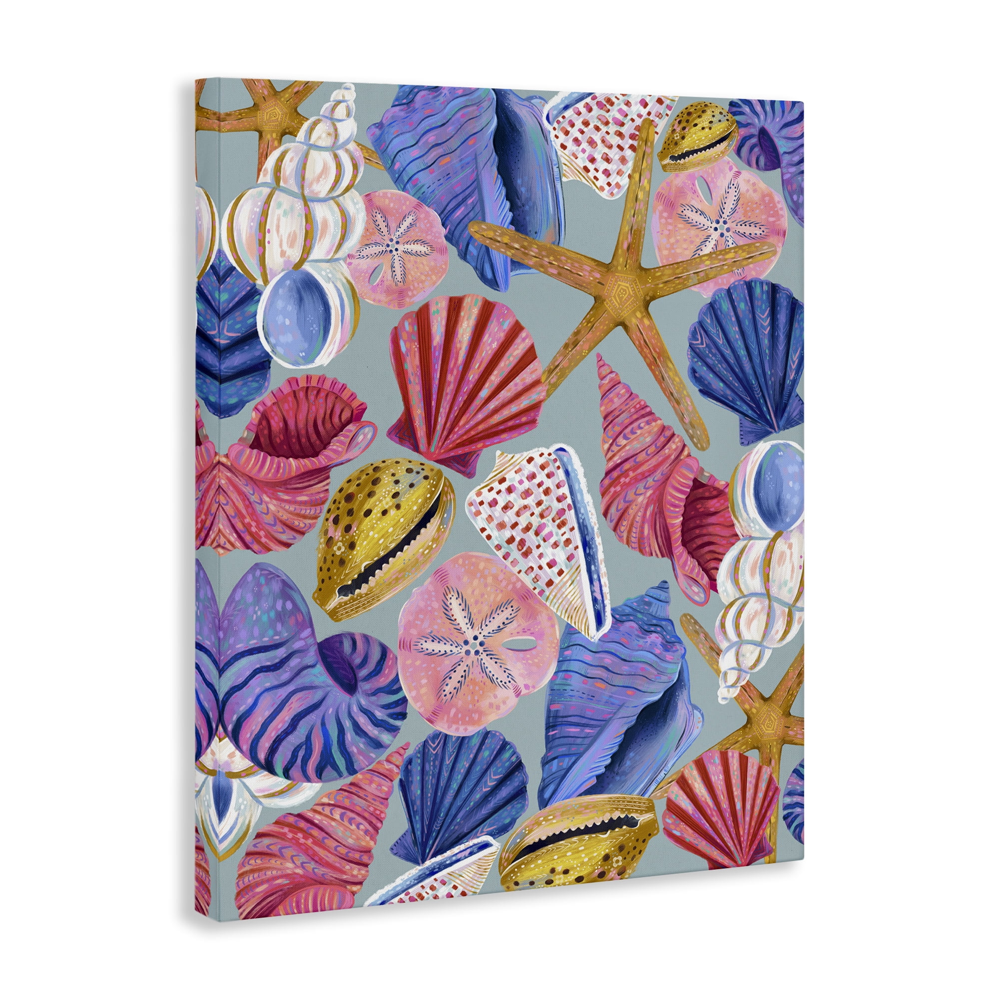 Stupell Industries Bright Seashells Assortment Nautical & Beach Painting Wrapped Canvas Art Print Wall Art, 24 x 30
