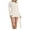 White, variant on Hinvhai Women Fall Ruched Bodycon Drawstring Dress ,Fashion Solid Crew Neck Long Sleeve Casual Stretch Knit Tight Short Dresses Brown 4(S)