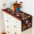thumbnail image 4 of Mantel de lino con diseño de calavera de azúcar mexicana para el hogar, la cocina y el comedor (13 x 72 pulgadas), 4 of 5