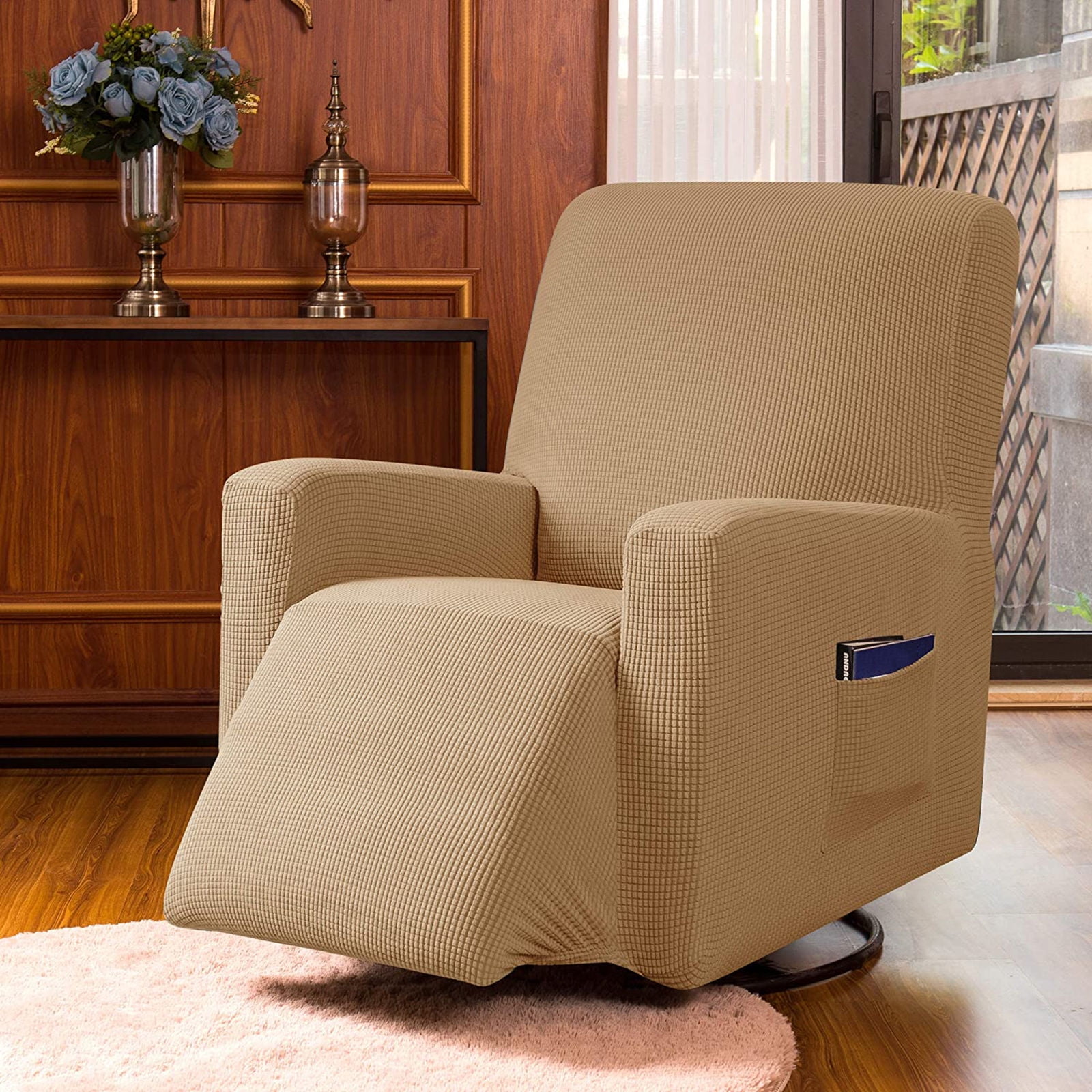 Stretch Recliner Chair Slipcover, 1-Piece Soft Armchair Cover Washable Sofa Cover Non Slip