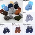 thumbnail image 2 of Baby Boys Girls Plush Children Soft Thick Warm Kids Gloves Knitted Mittens Cute BLACK, 2 of 8