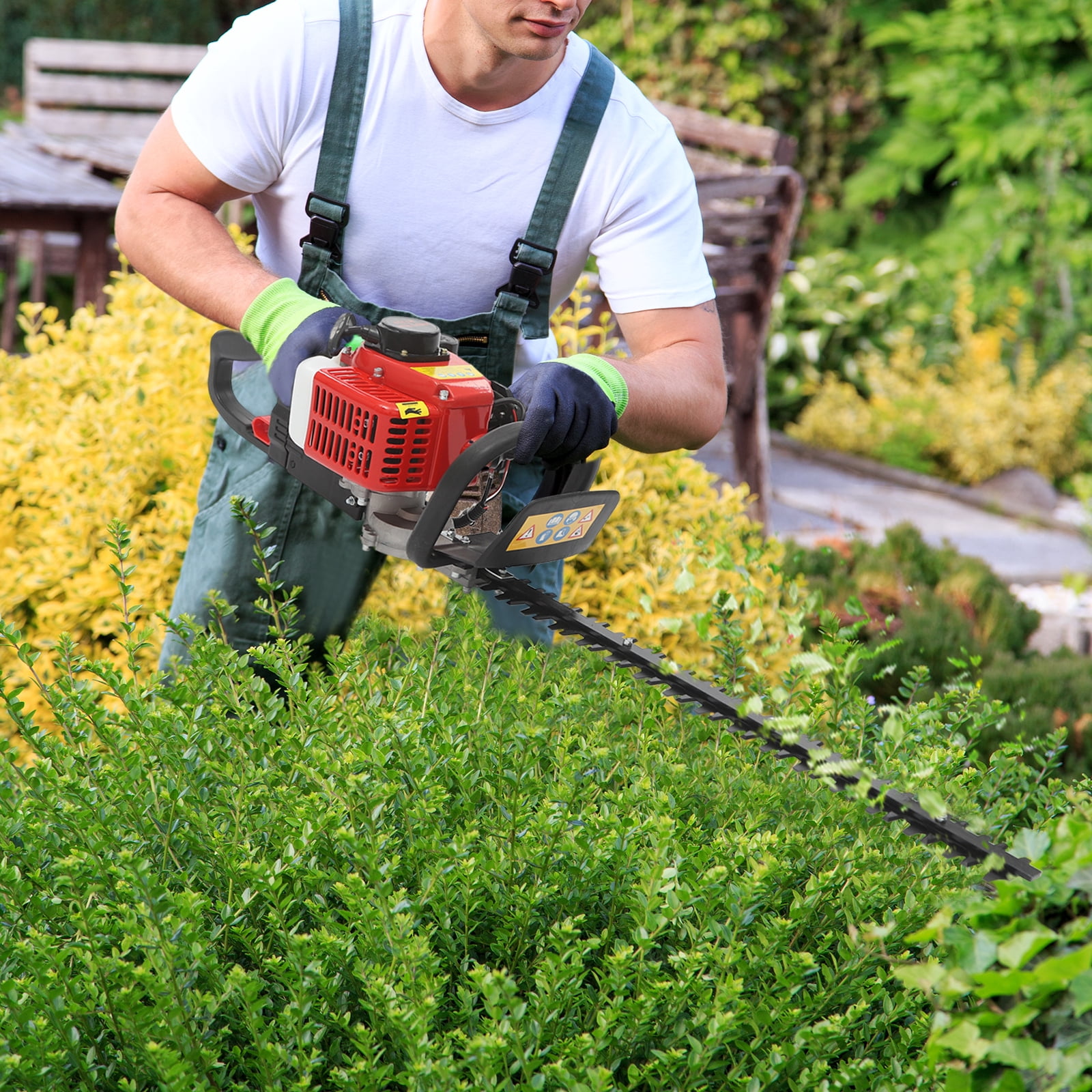 Hedge Trimmer, Double-edged Hedge Trimmer, Hedge Trimmer with 2-stroke Engine for Frimming Greenery in Park, Garden, School,180° Rotatable Handle