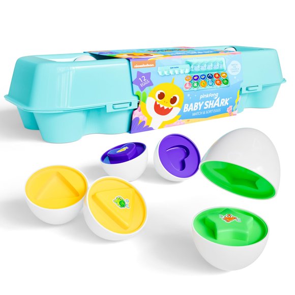 Juguete de Huevos Lollipop Baby Shark 12 piezas - Coincidencia y Clasificación de Formas y Colores