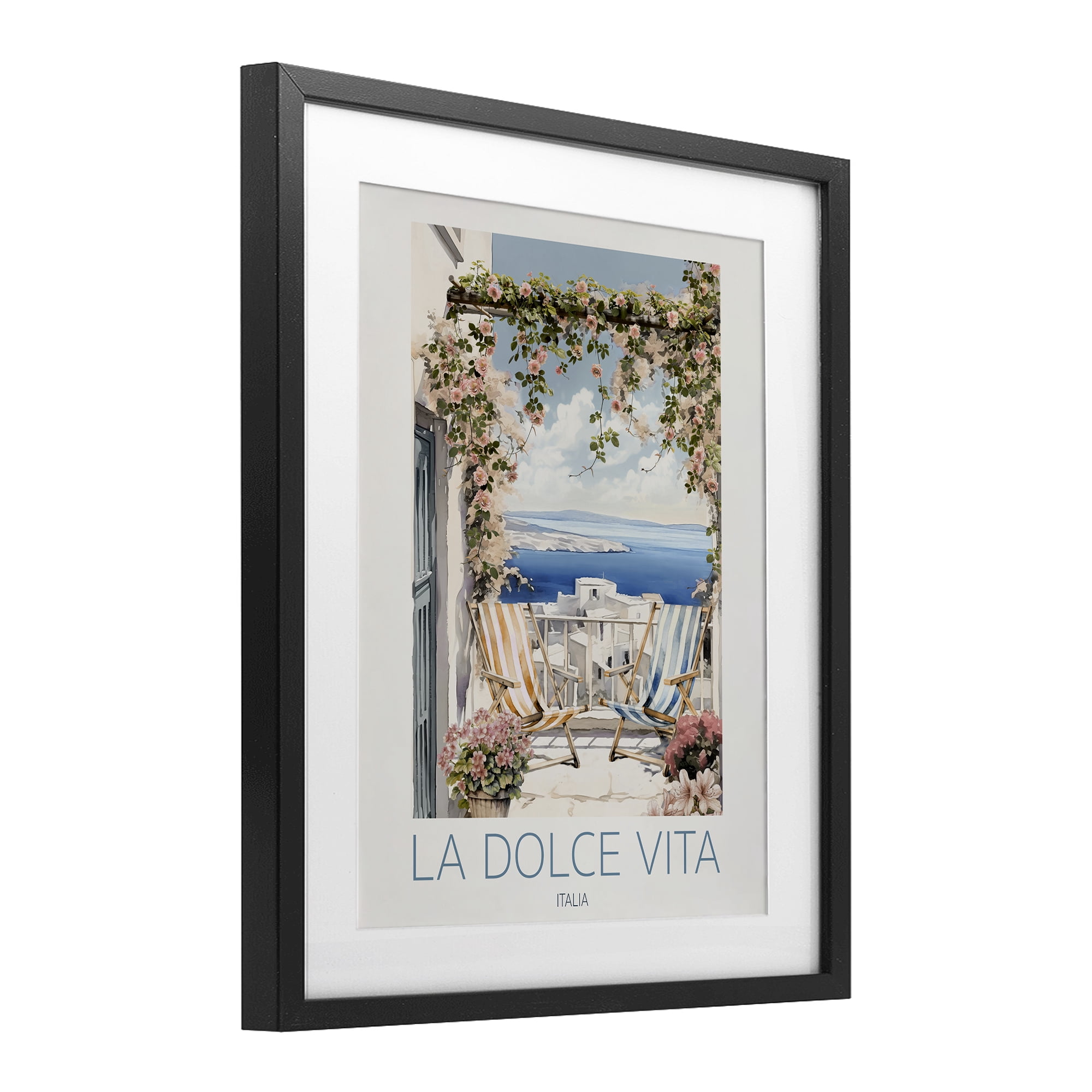 Stupell Industries Coastal Italian Balcony View Black Framed Print Under Glass, design by CAD Designs