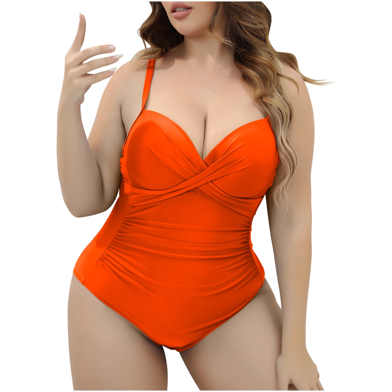 JMYHOAM One Piece Swimsuit Women Swimwear Deep V-neck Halter-neck