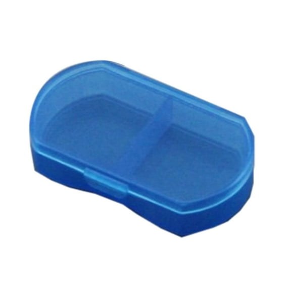 2 Grids Mini Pill Box Portable Plastic Pills Medicine Storage Case Box Container (Blue)