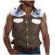 thumbnail image 2 of Camiseta sin mangas con cuello vuelto para hombre, estilo informal, a la moda, con estampado, cuello vuelto, sin mangas, bolsillos, deportiva, de poliéster, 2 of 5