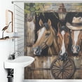 thumbnail image 4 of Farmhouse Three Horse Shower Curtain for Bathroom Durable Water-proof Women Men Quick-Drying Shower Curtain with 12 Hooks for Hotel Home Decor Bath Accessories 72x72 Inch, 4 of 6