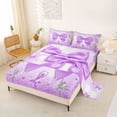 thumbnail image 2 of Erosebridal Cute Ballet Girls Full Size Sheets,3D Purple Bowtie Print Bed Sheets For Kids 4-Piece, 2 of 6