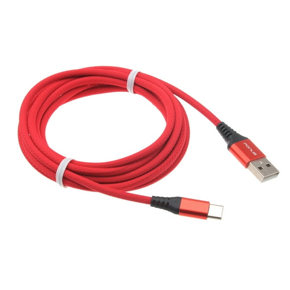 Charger Cord Type-C Red 6ft USB-C Cable for LG Velvet, Wing, K92 5G Phones - Power Wire Long Braided Fast Charge Sync High Speed N2L Compatible With LG Velvet, Wing, K92 5G Models