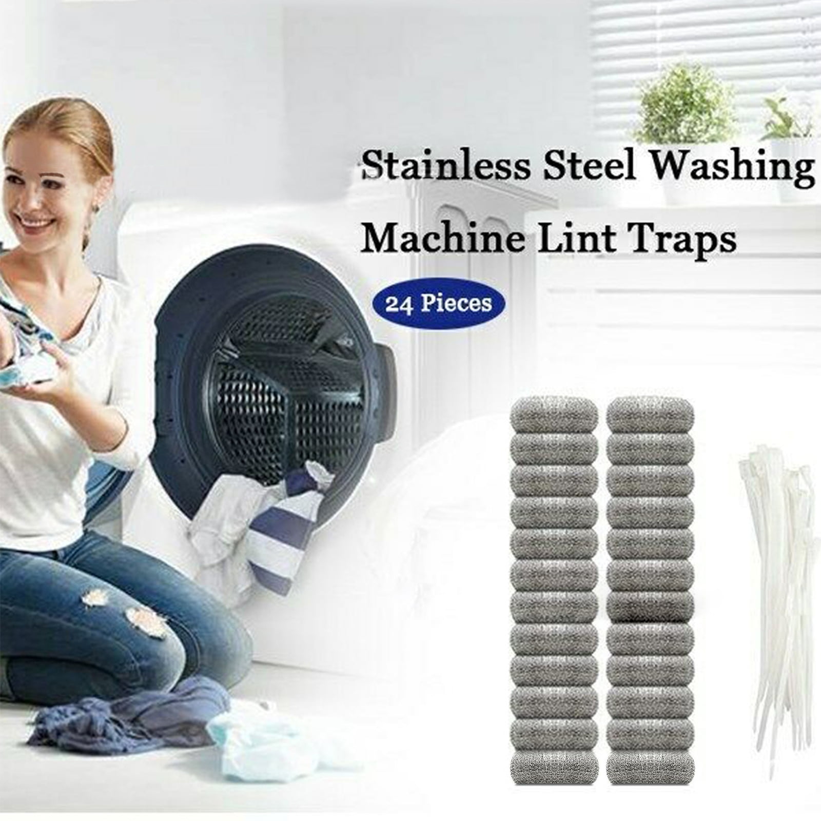 12 PCS Lint Traps Febwind Lint Catcher for Washing Machine Stainless Steel  Washing Machine Lint Snare Trap Washer Hose Lint Traps Laundry Mesh Washer