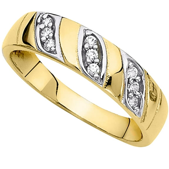 14k Two Tone Gold Cubic Zirconia 5-mm Men's Wedding Band