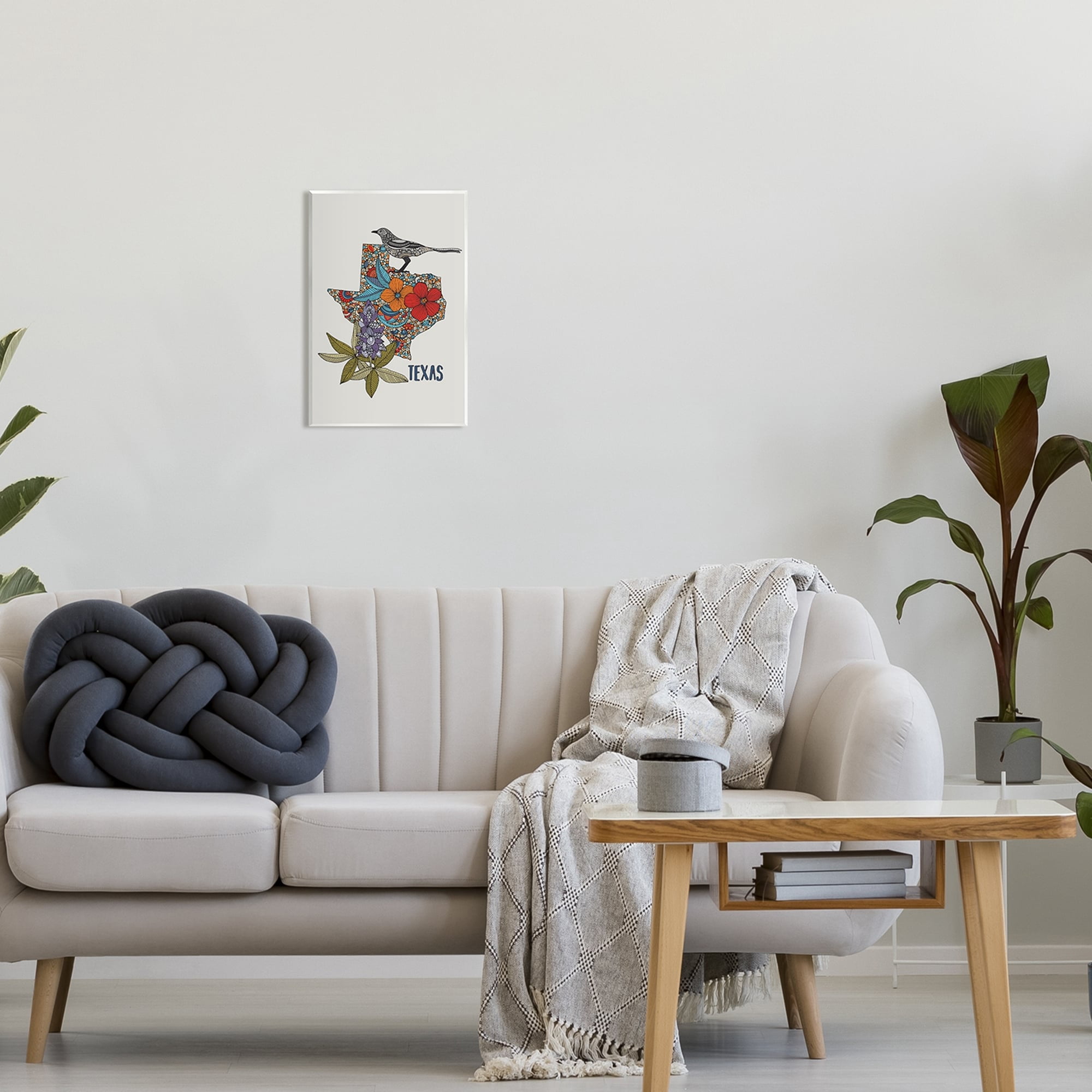 Stupell Industries Texas Bluebonnet State Bird Intricate Floral Pattern Graphic Art Unframed Art Print Wall Art, Design by Valentina Harper